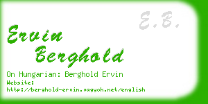 ervin berghold business card